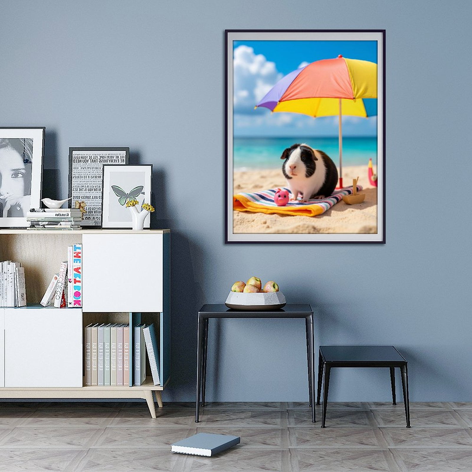 Diamond Art Kit for Adults, Beach Picnic Guinea Pig Relaxing Diamond Painting for Adults Beginners, DIY Diamond Art Painting Kits, 5D Diamond Painting Crafts for Home Decor 12x16 Frameless