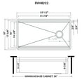 thumbnail image 3 of Ruvati Rvh8222 Roma 33-1/2" Undermount Single Basin Stainless Steel Kitchen Sink -, 3 of 21