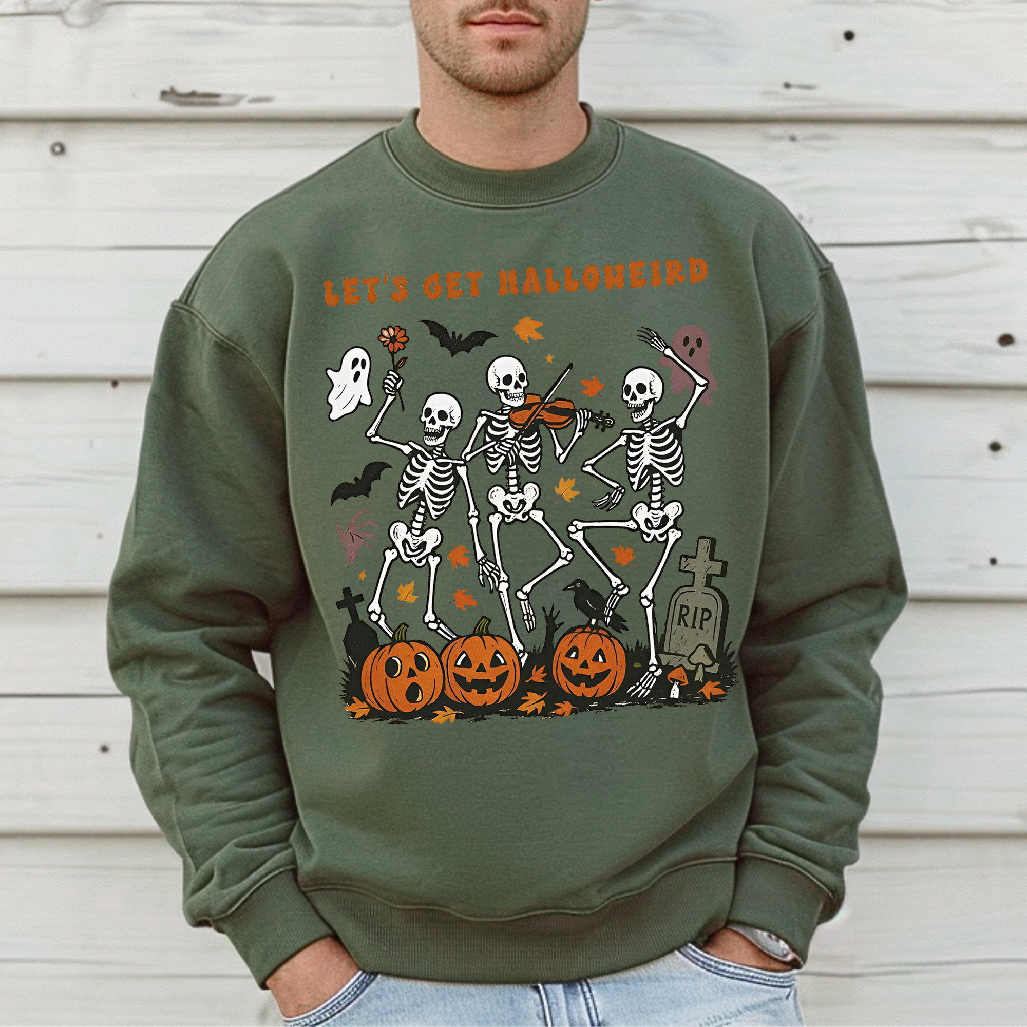 Sweat-shirt à Capuche Halloween Femme - Imprimé Squelette Ou Sang - Taille Oversize - Matière Douce Polyester - 10