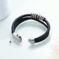 thumbnail image 3 of 3 Layers Viking Bead Genuine Leather Braided Urn Bracelet Stainless Steel Bead Cuff Urn Bracelets for Men Boys Wristband Wrap Urn Bracelets, 3 of 9