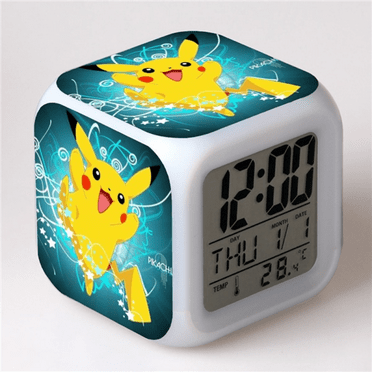 3＂LED Alarm Clock Cute Cartoon Anime Pattern Desk Table Glowing Electronic Colorful Digital Clock for Girl Boy Kids Children Bedroom Toy Birthday Present Gift