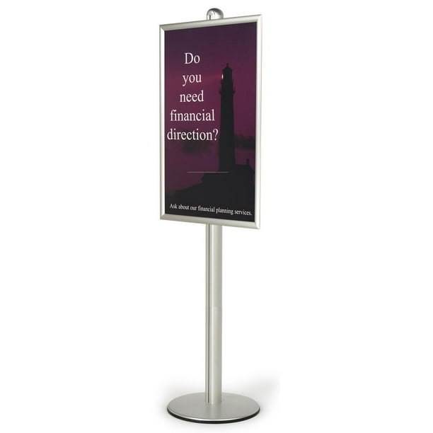 Sign Stand For 24 X 36 Poster Front Loading Frame Is Height Adjustable Along The Pole Floor Standing Poster Holder Silver Brushed Aluminum Bp2436 Walmart Com Walmart Com
