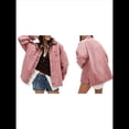 thumbnail image 3 of Chaqueta Vaquera Urbana para Mujer: Chaqueta Vaquera Estilo Boyfriend, Holgada, de Larga y con Botones Al Frente. Rosa S, 3 of 7