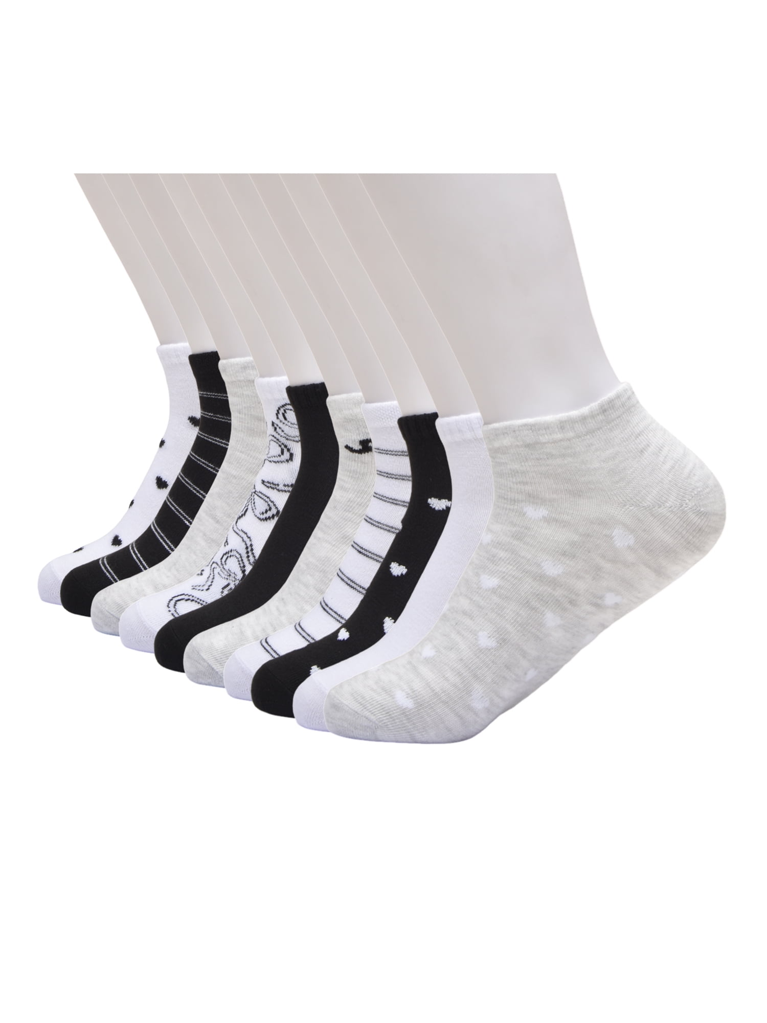 No Boundaries Women's Low-Cut Socks, 10-Pack, Sock Sizes 4-10