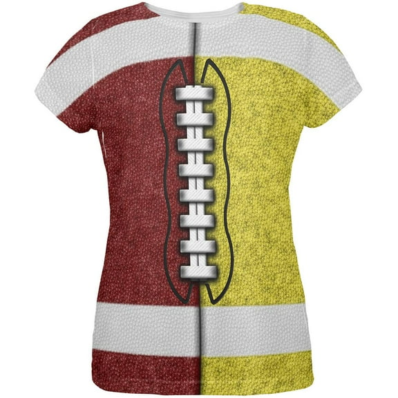 Fantasy Football Team Maroon and Yellow All Over Womens T Shirt Multi LG