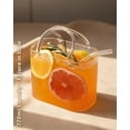 thumbnail image 4 of Glass purse for drinks with straw, Purse Shaped Drinking Glass with Handle Decorative Vase Beverage Cup for Juice Tea Flowers Party Home Decor, 4 of 7