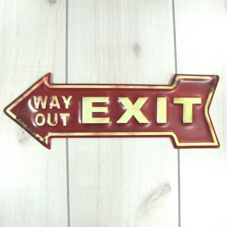 Vintage Emergency Fire Exit Arrow Metal Sign Embossed Indoor Outdoor Wall Decor Vintage Emergency Fire Exit Arrow Metal Sign Embossed Indoor Outdoor Wall Decor