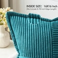 thumbnail image 2 of Teal Blue Corduroy Pillow Covers 16x16 Inch with Splicing Set of 2 Super Soft Boho Striped Pillow Covers Broadside Decorative Textured Throw Pillows for Spring Couch Cushion Bed Livingroom, 2 of 12