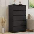 thumbnail image 6 of Hommpa Dresser for Bedroom, 48"H Black Dresser for Closet, 5 Drawers Tall Wooden Modern Storage Chests of Drawers for Women, Living Room Furniture 27.5"L X 15.7"W X 48"H, 6 of 12