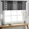 thumbnail image 2 of Black Boho Valance Curtains for Kitchen/Living Room/Bathroom/Bedroom Window, Rod Pocket Small Topper Half Short Window Curtains Voile Sheer Scarf, Vintage Abstract Striped Geometric Motifs 42"x12", 2 of 8