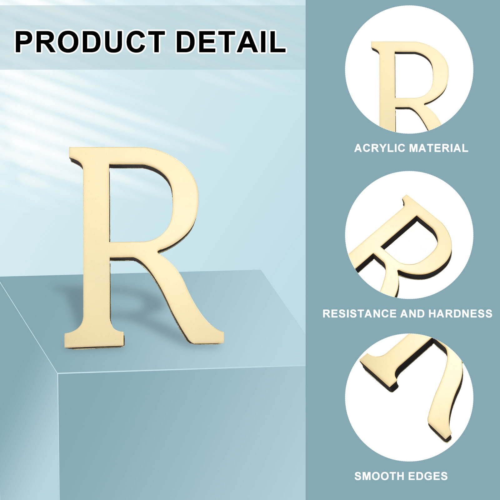Unique Bargains 3D Alphabet Mirror Wall Stickers 3.94" x 3.94" x 0.31" Letter R