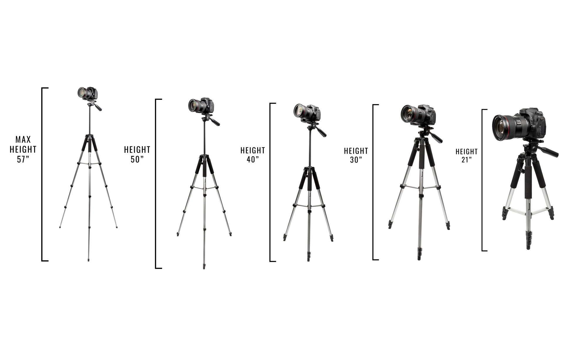 professional 57-inch tripod 3-way panhead tilt motion for all cameras!! new!!