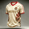 thumbnail image 6 of Zimjoy Mexico Soccer Jersey T-Shirt for Men 2026 World Soccer Game National Team 2D Graphic V Neck Short Sleeve Tee Beige M, 6 of 6