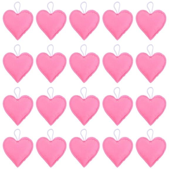 OUNONA 20Pcs Felt Heart Pendants Pink Love Hanging Ornament for Valentine Day Decor