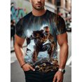 thumbnail image 2 of Men'S  T-Shirt Featuring a Complete Zombie And Skull Design, Short-Sleeved Round Neck Casual Streetwear for Summer, Ideal for Gaming And The Dark Aesthetic of Gothic Fashion, Plus Size, 2 of 6