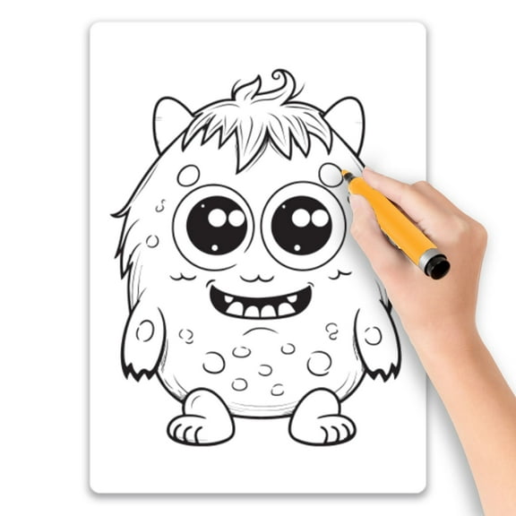 Magnet Me Up Color Your Own Cute Monster DIY Coloring Magnet Decal, 5x7 Inch, Creative Artistic Gift Idea and Refrigerator Decoration