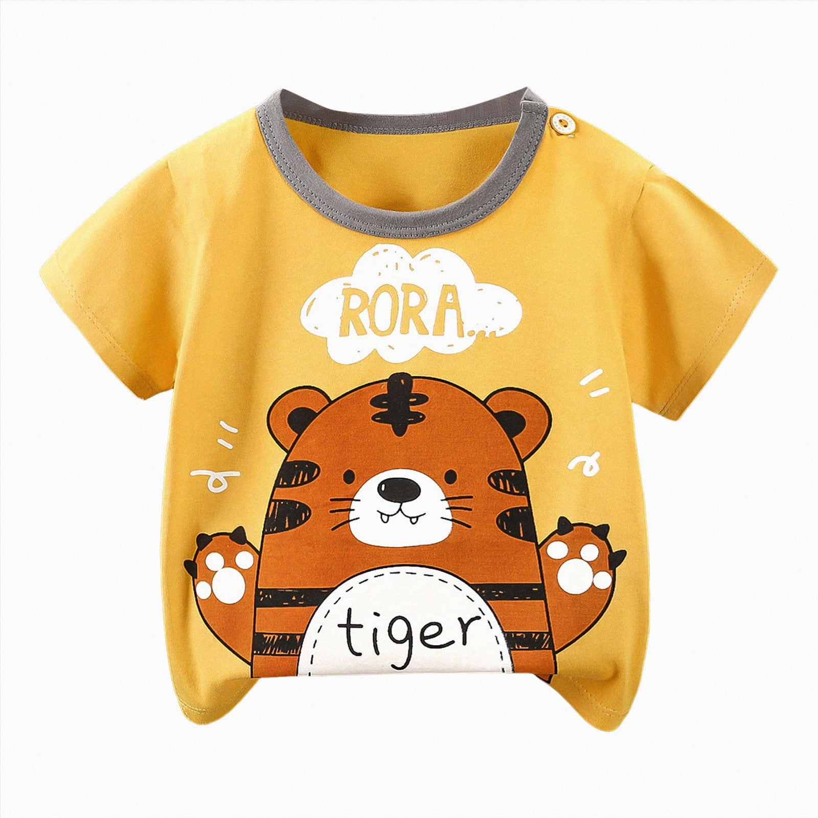 Splozh Tee Shirts for Girls Toddler Boys Girls Graphic T-Shirts Short Sleeve Crew Neck Toddler Tops Tees Yellow 6-12 Months