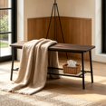 thumbnail image 3 of Zimtown 6-Piece Modern Dining Set for Home, Kitchen, Dining Room Table Set with Storage Racks, Rectangular Table, Bench, 4 Chairs, Steel Frame, Deep Elm Color, 3 of 7