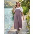 thumbnail image 3 of Cueply Womens Plus Size Overalls Jumpsuits Causal Sleeveless Adjustable Straps Wide Leg Long Pants with Pockets, 3 of 9