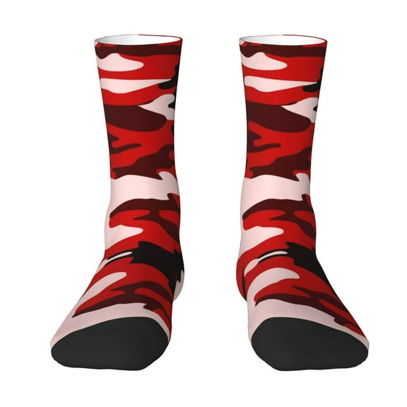 Funny Novelty Colorful Socks Red Camouflage Patterned Casual Crew Socks