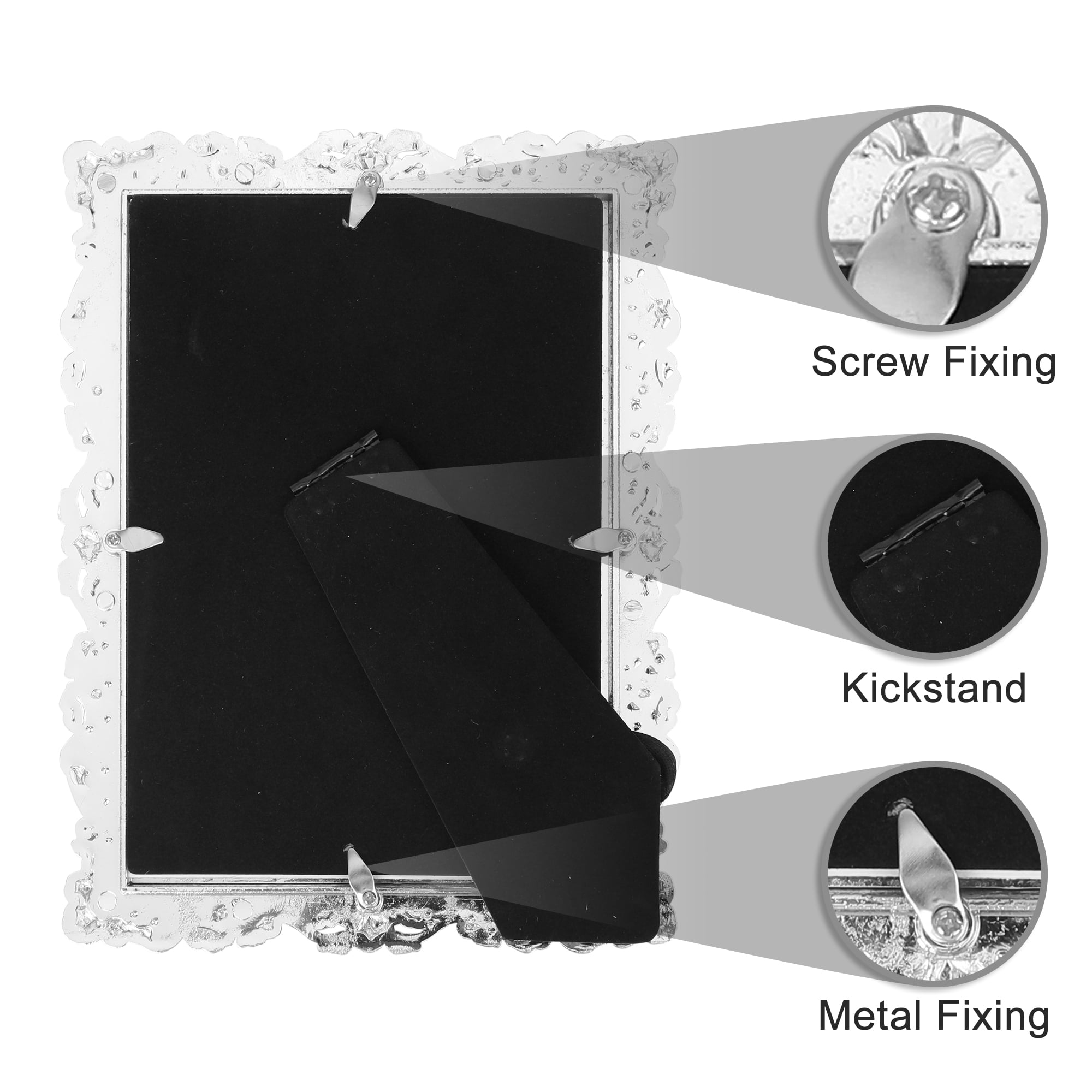 Unique Bargains Plated Picture Frame with Crystal Photo Frames Silver Rectangle 5x7 in