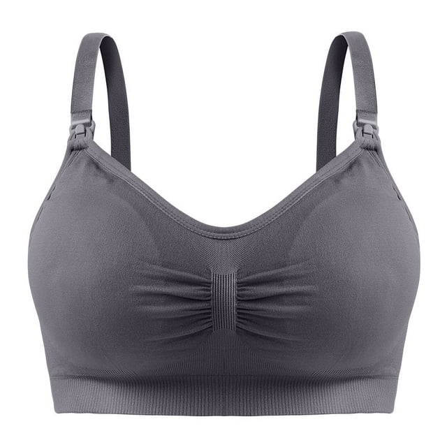Sujetador de lactancia para mujeres embarazadas sin aro de acero con hebilla frontal y sin costuras de talla grande, ajuste de alimentación, sujetador de lactancia posparto fruncido, ropa interior