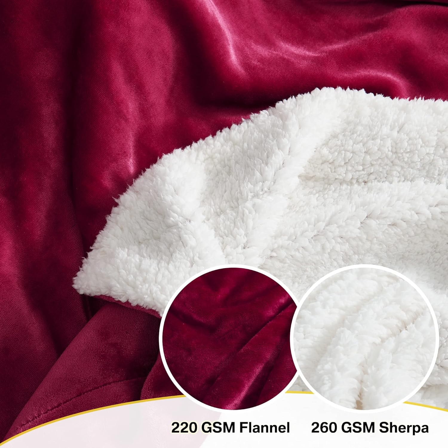 Red Fleece Blanket Christmas Throw, Super Soft Fluffy Thick Sherpa Warm Blankets for Winter, Luxurious Blanket Plush Cozy Couch Blanket for Sofa/Winter, 50 x 60 inches, Burgundy Red