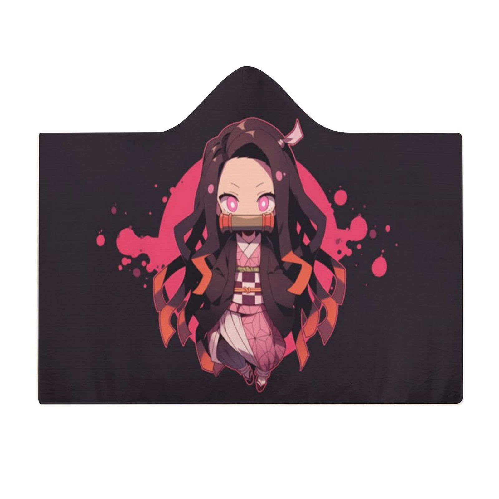 Demon Slayer Wearable Blanket Cloak Arctic Velvet Hooded Blanket Soft Fuzzy Hoodie Blanket Cape for Adults Kids 60"x80"