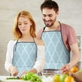 thumbnail image 5 of Light Blue Geometric Quatrefoil Pattern Apron-Garden Aprons for Women with Pockets-Cotton Linen Waterproof Kitchen Cooking Gardening Aprons Adjustable for Kitchen,Cooking,BBQ and Salon 33x27 Inch, 5 of 7