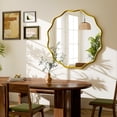 thumbnail image 5 of BEAUTYPEAK 30" Wavy Round Bathroom Mirror Wall Decor with Deep Frame, Gold, 5 of 11