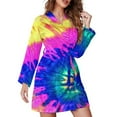 thumbnail image 2 of Tie Dye Spiral Pajama Robe V Neck Circle Pattern Bathrobe Lady Long-Sleeve Soft Pajamas Robes Spring Aesthetic Dress, 2 of 5