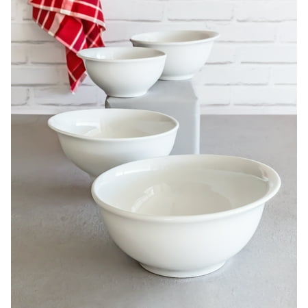 White Porcelain Bowl - Better Homes & Gardens Porcelain Nested Mixing Bowls, White, Set of 4