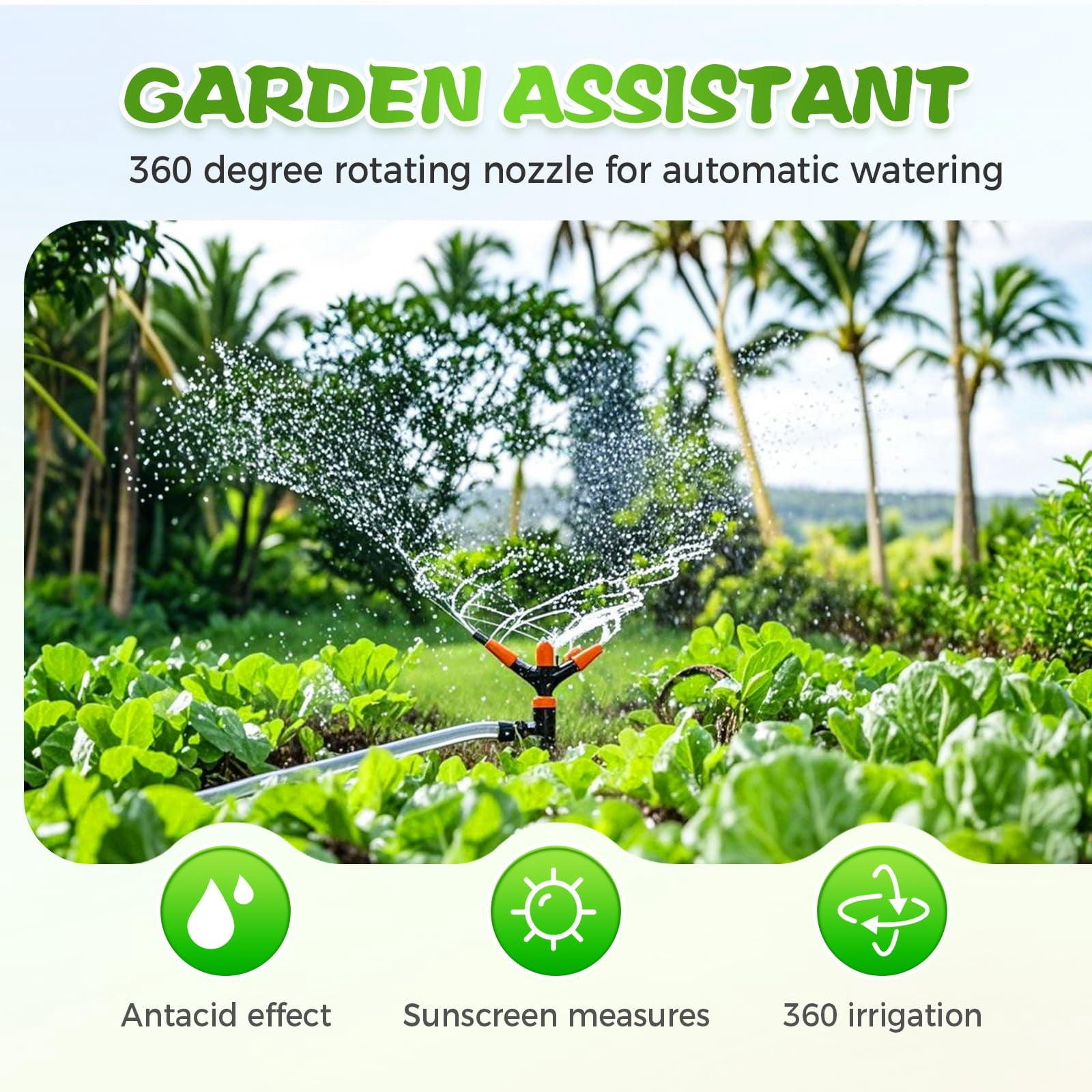 360° Multi-Directional Lawn Sprinkler, 360° Rotating Sprinkler Lawn Sprinkler with Adjustable 45° Angle Coverage Precision Garden Irrigation Sprinkler Roof Sprinklers