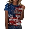 thumbnail image 2 of Fiudx Ofertas y Liquidaciones Camiseta Informal de Manga Corta con Cuello Redondo y Estampado Del Día de La Independencia para Mujer, 2 of 4