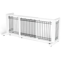 VINGLI Free Standing Dog Gate, Adjustable Pet Fence, 37" - 68" Wide Solid Wooden Pet Gate for House Doorways Stairs, Doggie Gates for Indoors, White