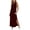Wine, variant on Women's Sleeveless V-Neck Maxi Dress with Side Slit, Linen Blend & Breathable