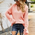 thumbnail image 2 of JINMGG V Neck Sweaters for Women Fall Winter Clearance,Women's Fashion Winter Solid Color Long Sleeve Pullover V-Neck Long Sleeve Sweater Tops, 2 of 8