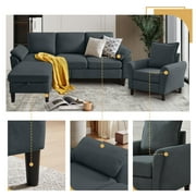 Pingliang Home Living Room Sectional Sofa with Storage Ottoman and Accent Chair,Single Chair Armchair and 3 Seat L Shaped Couch with Side Pockets for Home Apartment Office Studio