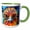 Green/White, variant on 3drose, Funny Emu Bird Portrait. Orange Against Blue Digital Art. Gifts for Family, 15oz Two-tone Green Mug