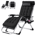 thumbnail image 2 of Zero Gravity Chair, Reclining Camping Lounge Chair for Indoor, Reclining Patio Chairs with Cup Holder Trays and Removable Cushion, 2 of 7