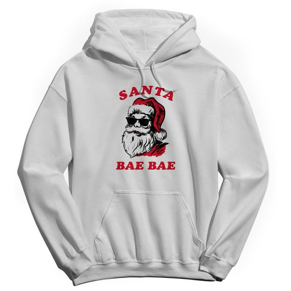 Christmas Holiday Santa Bae Bae Graphic White Men's Cotton Pullover Hoodie