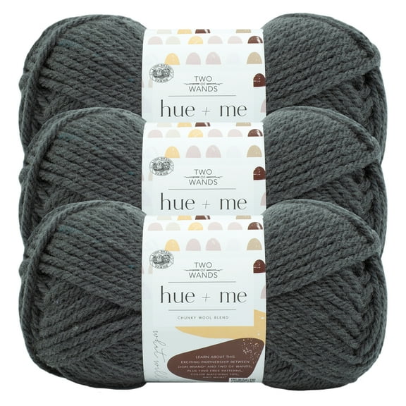 Lion Brand Yarn Hue Me Smoke Bulky Acrylic, Wool Gray Yarn 3 Pack