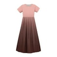 thumbnail image 5 of Efsteb Summer Dress for Girls Round Neck Gradient Short Sleeve Maxi Dress Casual Holiday Dress with Pockets (Brown,9 Years), 5 of 5