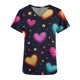 thumbnail image 2 of TaTaai Heart Print Women Scrub Blouse 100 Cotton Classic Fit Short Sleeve V Neck Side Pocket Machine Washable No Fading Medical Work Daily Top Gift, 2 of 5