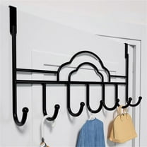 Door Hooks,Over Door Hooks, Over Door Hanger 7 Hooks for Bedrooms/Bathroom,Metal Over Door Coat Hooks for Coat Hat Towel Robes Belt , Black