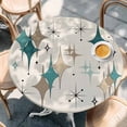 thumbnail image 2 of Green Beige Diamond Round Tablecloth, Fitted Table Cover with Elastic for 36"-44" Round Tables, Modern Geometric Middle Century Table Cloth Outdoor Indoor Dinning Party Waterproof Tablecloths, 2 of 7