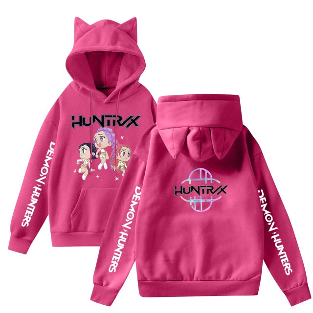 Pop cazadora para niña Hooded Sweatshirt Women's Cat Ear Hoodie ,Soft Streetwear Pullover ,Cute Long Sleeve Tops for Fall Winter (Hot Pink)