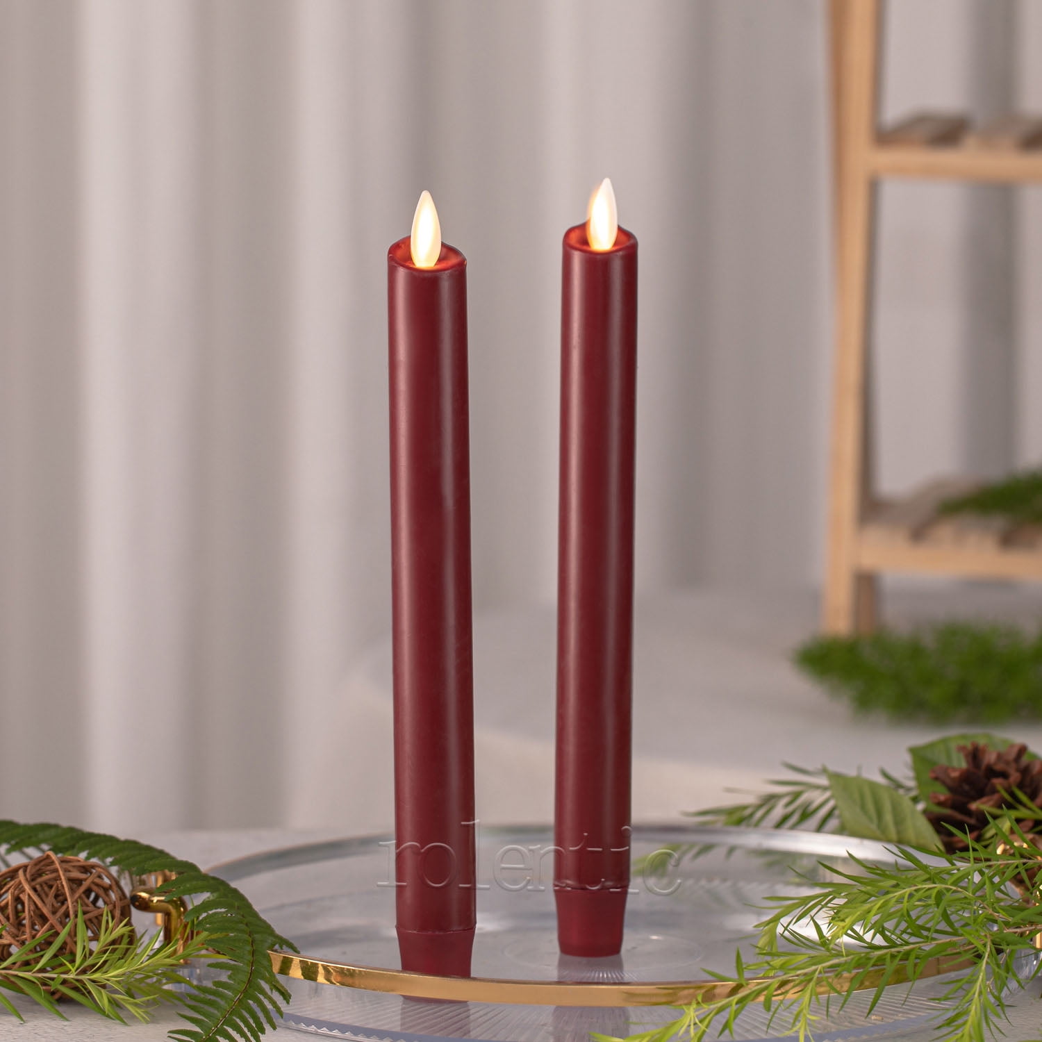 8" Flameless Red Candles, 2-Pack - Remote & Battery O