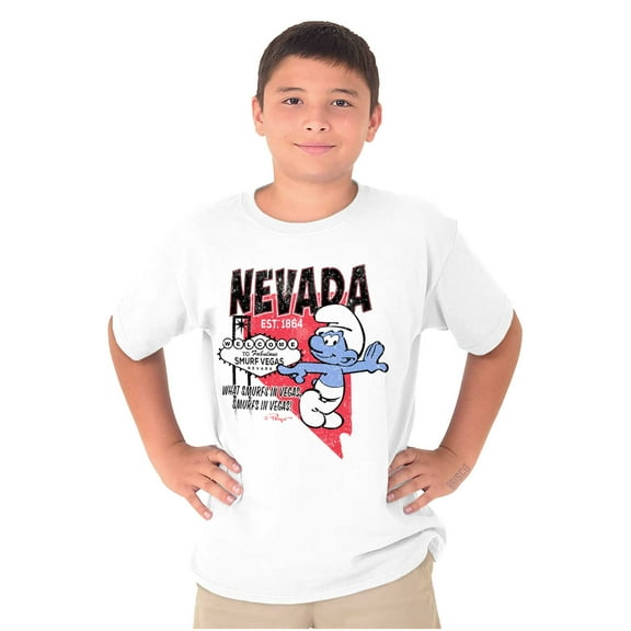 The Smurfs Nevada State NV Cartoon Crewneck T Shirts Boy Girl Teen Brisco Brands S
