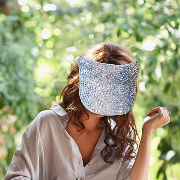 Crystal Sequin Bling Rhinestone Visor Sun Hat Adjustable  display picture 3